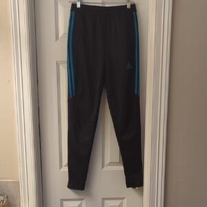 adidas Black Track Pants with Teal Stripes